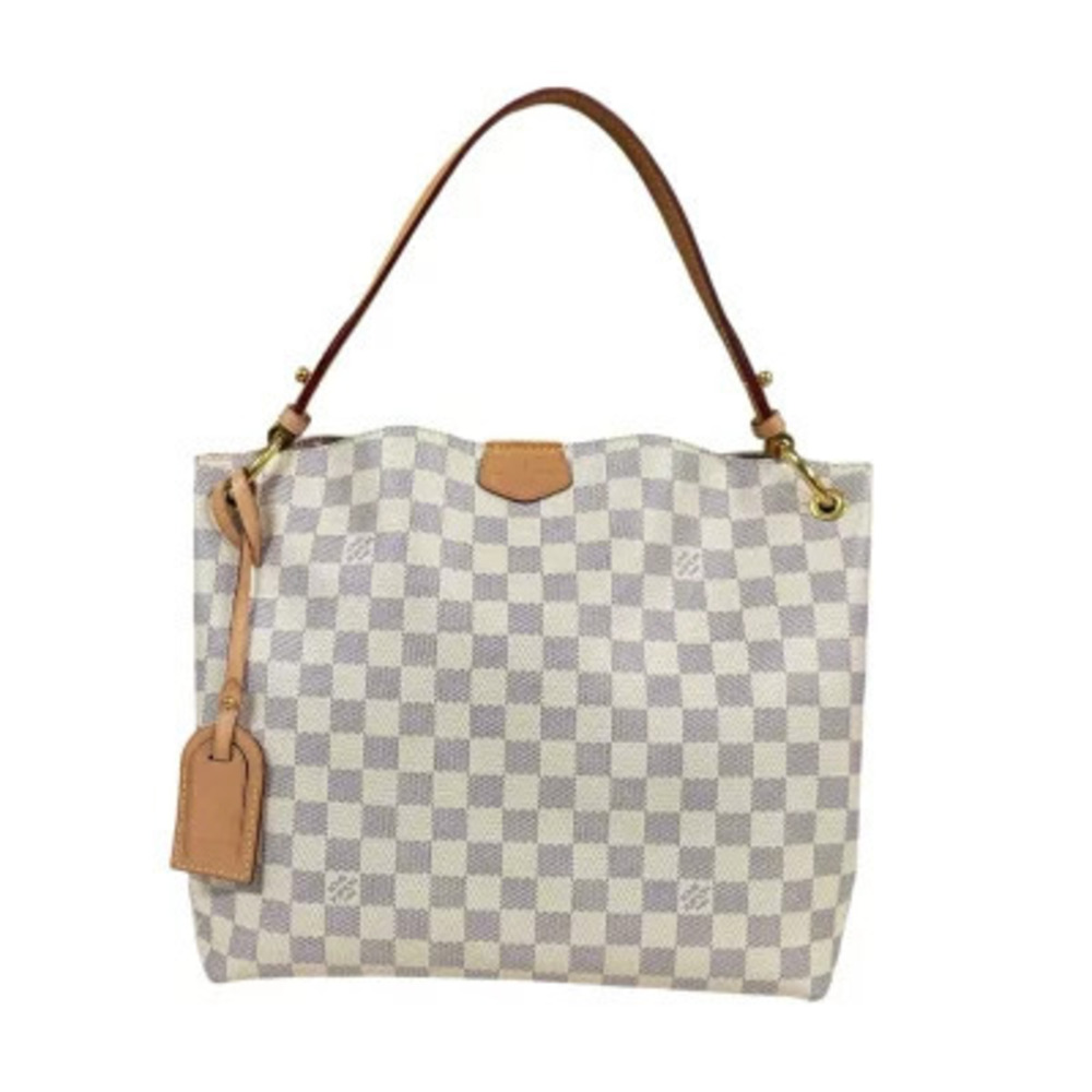 Louis Vuitton Graceful Damier Azur White Shoulder Bag Canvas White